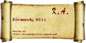 Körmendy Aliz névjegykártya